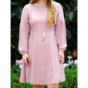 Matilda Jane Turn On The Charm Purple Pink Swiss Dot Sheath Peasant Dress Boho S